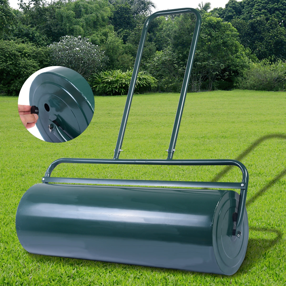 Rodillo para Césped 63L Rodillo de Acero con Forma de U Ideal para Tener Césped Liso y Plano Verde 114 x 90 x 30 cm