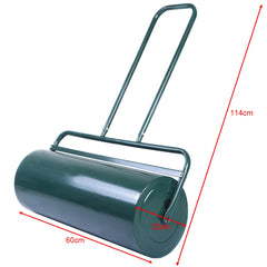 Rodillo en Acero Rellenable con Agua y Arena con Empuñadura en U Ideal para Césped Nivelado y Liso Verde 114 x 60 x 32 cm