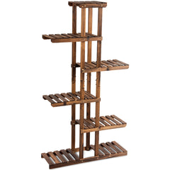 Estante Multinivel de Madera con 6 Niveles para Macetas para Interior Exterior Jardín Patio Salón y Balcón Natural 75 x 25 x 140 cm