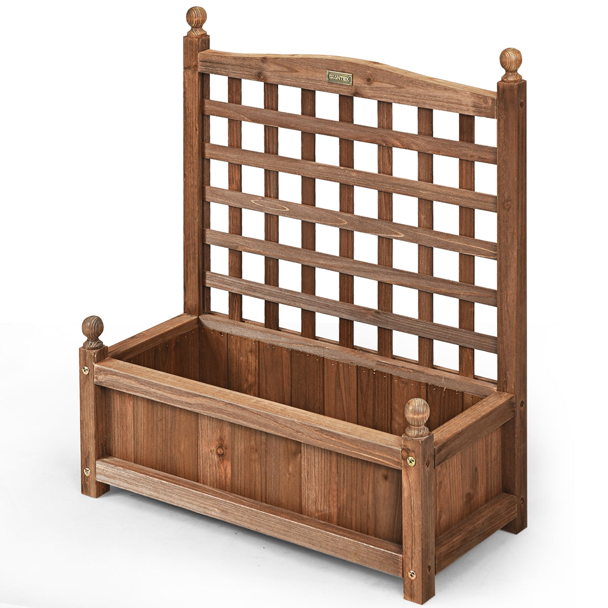 Maceta con Enrejado en Madera Tiesto para Jardín Patio Perfecto para Plantas Trepadoras Vides Flores Marrón Oscuro 64,5 x 28 x 75 cm