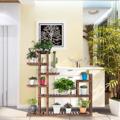 Estante de Madera para Plantas y Flores de Interior y Exterior Estante Multifuncional para Jardín Patio Estante Hueco 120 x 25 x 120 cm