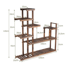 Estante de Madera para Plantas y Flores de Interior y Exterior Estante Multifuncional para Jardín Patio Estante Hueco 120 x 25 x 120 cm