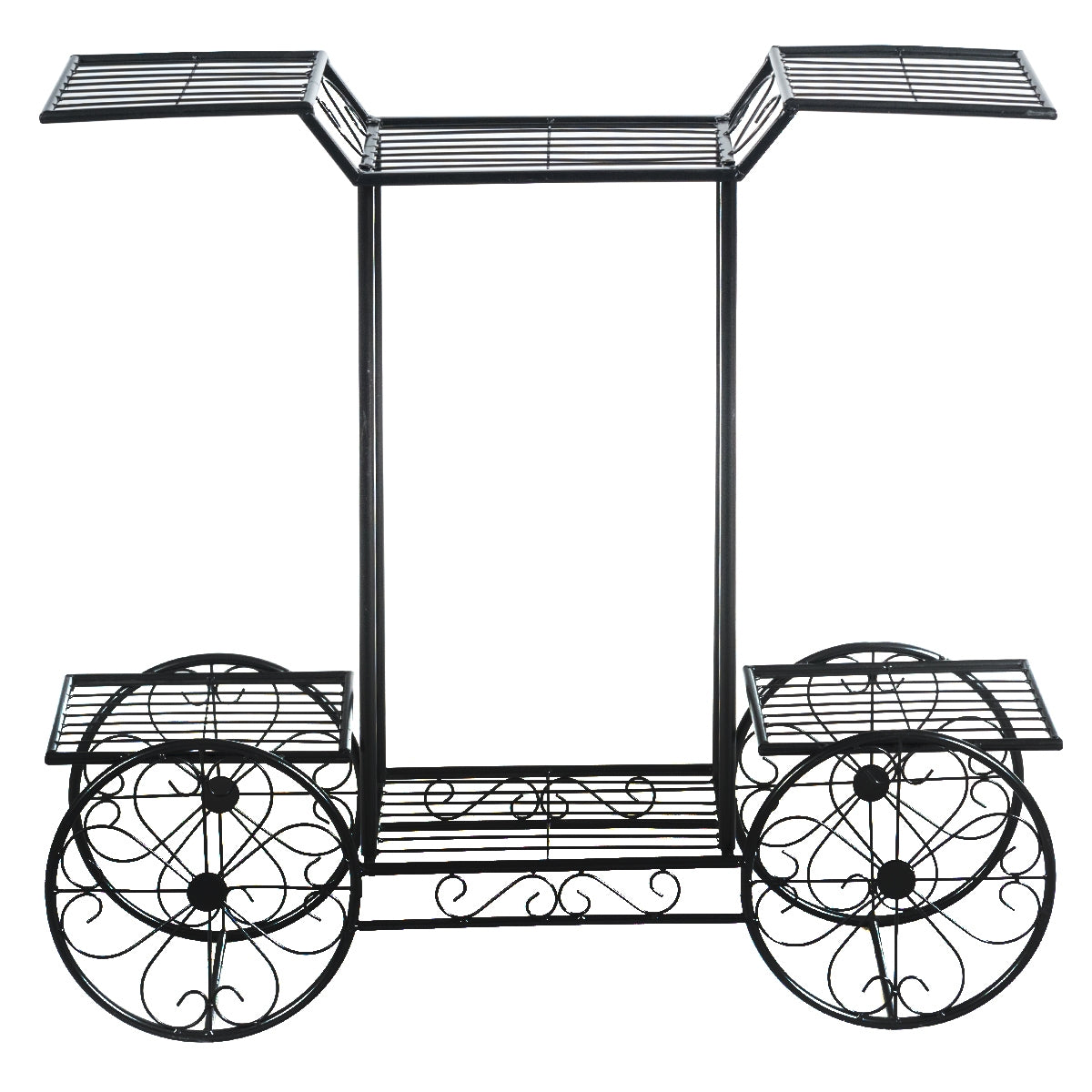Estante de Metal Forma de Carrito para Plantas y Flores 6 Niveles para Casa Jardín Patio Interior y Exterior Negro 80,5 x 25 x 75 cm