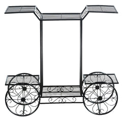Estante de Metal Forma de Carrito para Plantas y Flores 6 Niveles para Casa Jardín Patio Interior y Exterior Negro 80,5 x 25 x 75 cm