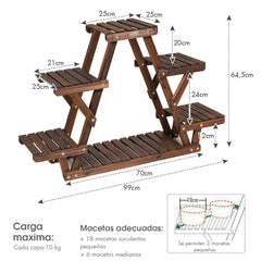 Estante Triangular de Madera 6 Niveles para Plantas Soporte de Flores para Interior Salón Balcón Patio Marrón 99 x 25 x 64,5 cm