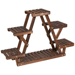 Estante Triangular de Madera 6 Niveles para Plantas Soporte de Flores para Interior Salón Balcón Patio Marrón 99 x 25 x 64,5 cm
