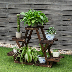 Estante Triangular de Madera 6 Niveles para Plantas Soporte de Flores para Interior Salón Balcón Patio Marrón 99 x 25 x 64,5 cm