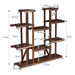 Estante de Madera con 6 Niveles para Plantas Soporte Expositor Carbonizado para 17 Macetas Flores para Balcón Patio Salón Natural