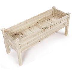 Maceta Elevada de Madera de Abeto con 5 Hoyos de Drenaje Kit de Madera para Verduras Hierbas y Flores 120 x 43,5 x 51 cm