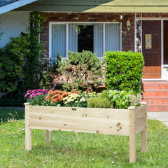 Maceta Elevada de Madera de Abeto con 5 Hoyos de Drenaje Kit de Madera para Verduras Hierbas y Flores 120 x 43,5 x 51 cm