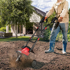 Mini Cultivador con Empuñadura Plegable y Ruedas Regulables Fácil de Almacenar Rojo 104,5 x 102 x 36,5 cm