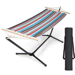 Hamaca Portátil con Soporte de Metal Resistente de 320 cm Estuche de Transporte para Jardín Trasero Terraza Carga 150 kg Multicolor