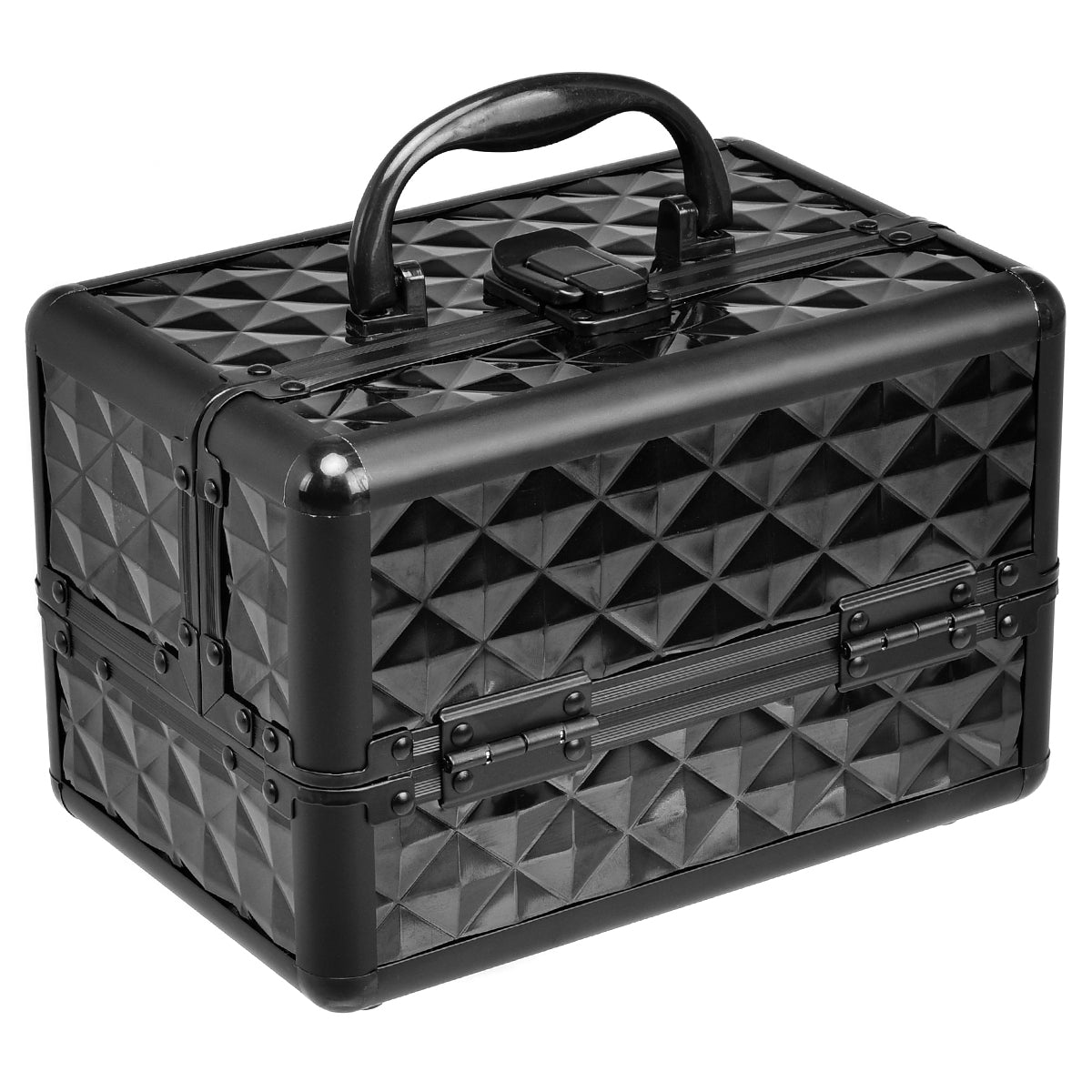 Estuche de cosméticos profesional con espejo. Estuche de tren multiusos para cosméticos 23x15x18cm negro
