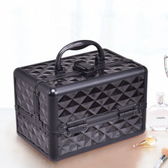 Estuche de cosméticos profesional con espejo. Estuche de tren multiusos para cosméticos 23x15x18cm negro