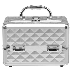 Estuche de cosméticos profesional con espejo Estuche de tren multiusos para cosméticos 23x15x18cm Plata