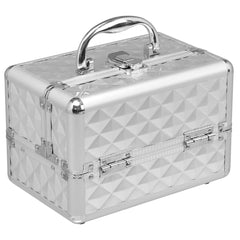 Estuche de cosméticos profesional con espejo Estuche de tren multiusos para cosméticos 23x15x18cm Plata