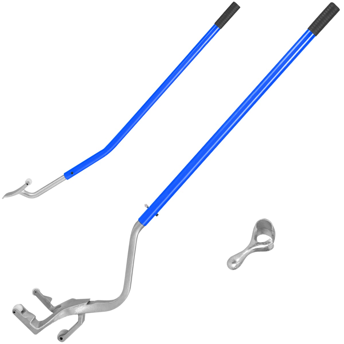 Conjunto de 3 Herramientas Manuales con Retenedor de Cuentas de Acero para Quitar Montar y Desmontar Neumáticos de 44 cm a 62 cm Azul