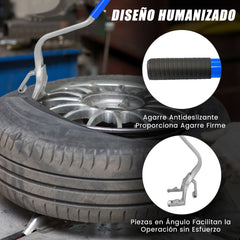 Conjunto de 3 Herramientas Manuales con Retenedor de Cuentas de Acero para Quitar Montar y Desmontar Neumáticos de 44 cm a 62 cm Azul