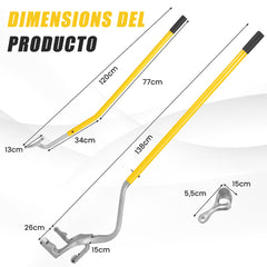 Conjunto de 3 Herramientas Manuales con Retenedor de Cuentas de Acero para Quitar Montar y Desmontar Neumáticos de 44 cm a 62 cm Amarillo