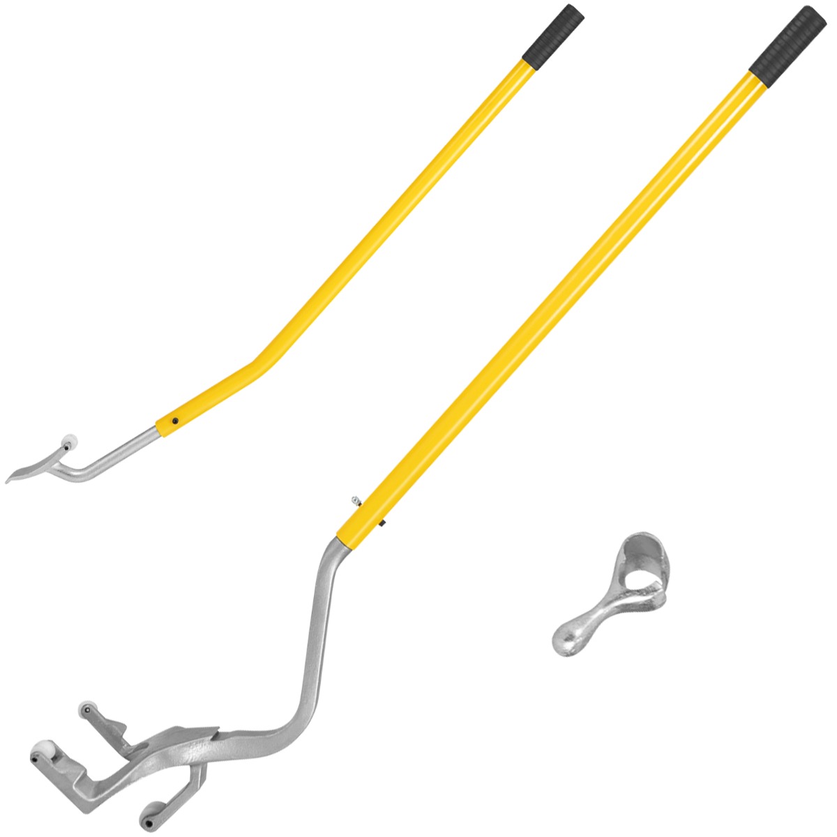 Conjunto de 3 Herramientas Manuales con Retenedor de Cuentas de Acero para Quitar Montar y Desmontar Neumáticos de 44 cm a 62 cm Amarillo