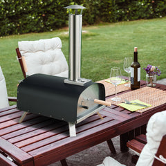 Horno de Pizza de Exterior Barbacoa Portátil de Hierro con Chimenea Extraíble para Picnic Patio 42 x 81 x 84,5 cm Negro