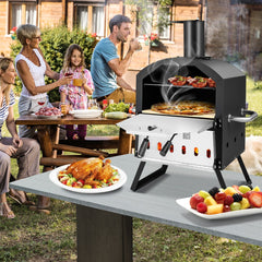 Horno de Pizza de Exterior con Asas Anti-Quemaduras Patas Plegables para Picnic Negro 54 x 31 x 72 cm