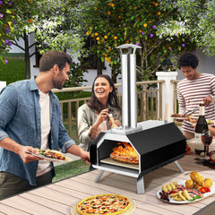 Horno de Pizza Portátil para Uso en Exteriores con Piedra para Pizza Patas Plegables Termómetro 51 x 38,5 x 83 cm