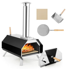 Horno de Pizza Portátil para Uso en Exteriores con Piedra para Pizza Patas Plegables Termómetro 51 x 38,5 x 83 cm