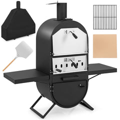 Horno para Pizza Exterior Horno de Leña con Cubierta de Tela Oxford Piedra para Pizza Pala para Pizza y Parrilla Termómetro para BBQ Camping