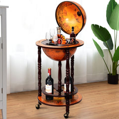 Globo Minibar Botellero Vintage Estante de Vino Carrito de Bar con Ruedas