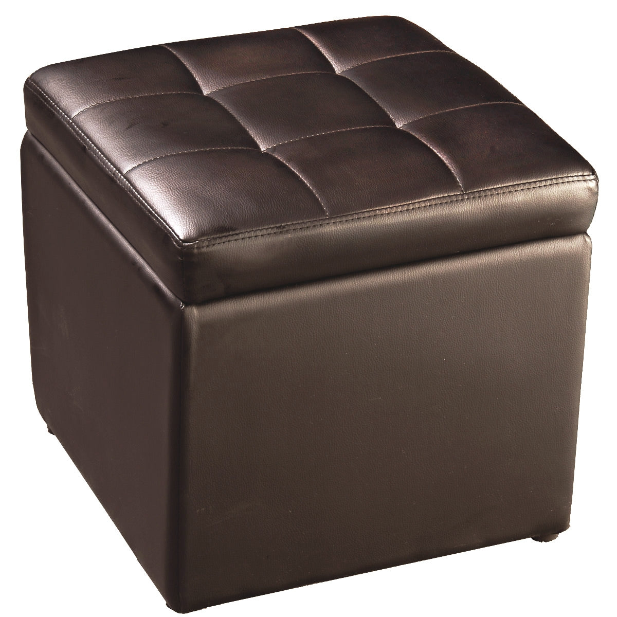 Taburete de Almacenamiento Otomana con Tapa Hermética en PU para Entrada Dormitorio 40 x 40 x 40 cm Marrón