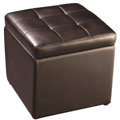 Taburete de Almacenamiento Otomana con Tapa Hermética en PU para Entrada Dormitorio 40 x 40 x 40 cm Marrón