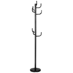 Perchero de Metal con 8 Ganchos y Base Redonda Resistente en Estilo Moderno para Ropa Sombreros Bolsos Negro 30 x 30 x 175 cm