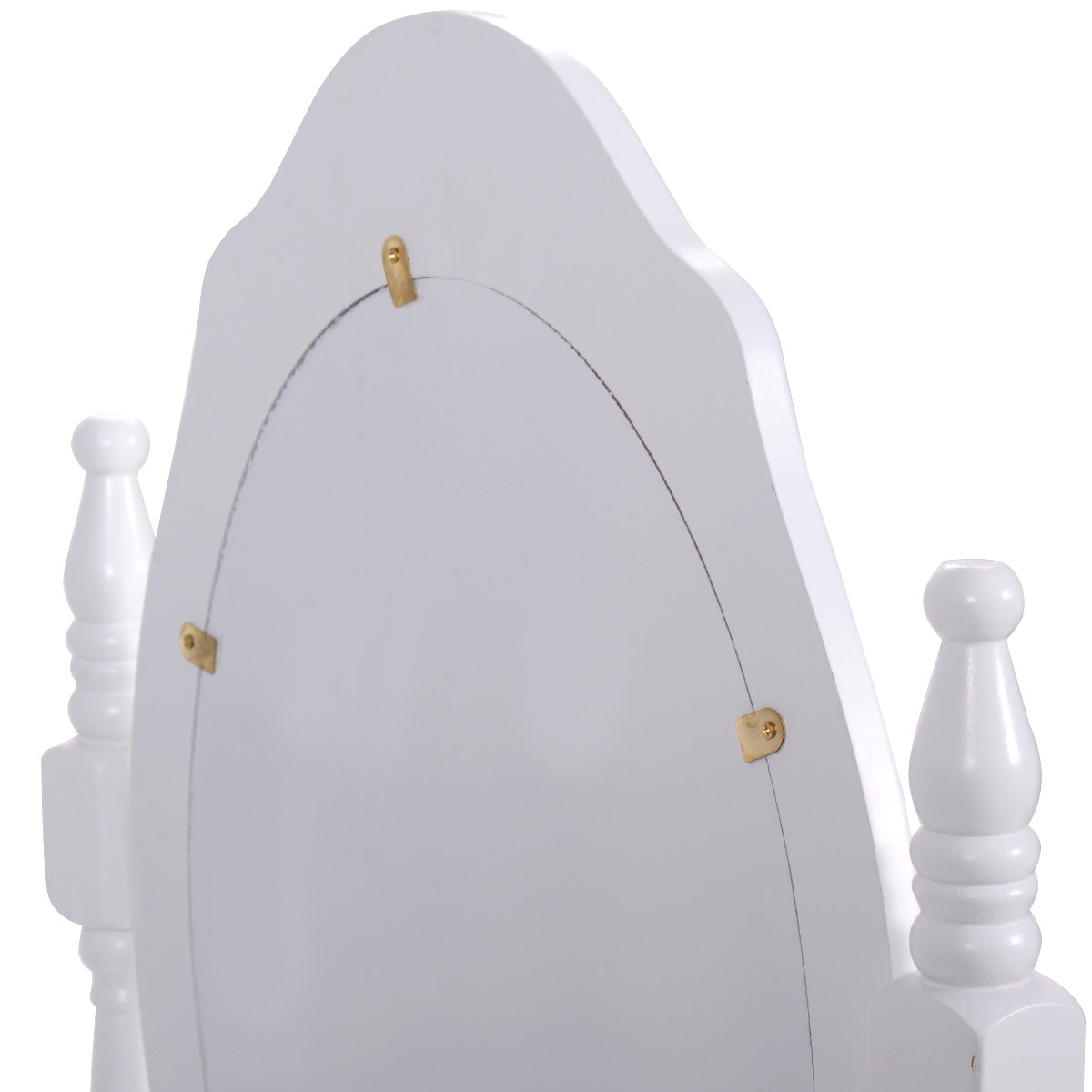 Tocador de Maquillaje con Espejo Redondo 4 Cajones Tocador con Taburete Mesa de Maquillaje Blanco