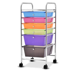 Carrito con Ruedas Baño Carro Auxiliar Almacenamiento con 6 Cajones Apilables Extraíbles para Cocina Oficina 34 x 43,5 x 76 cm Multicolor
