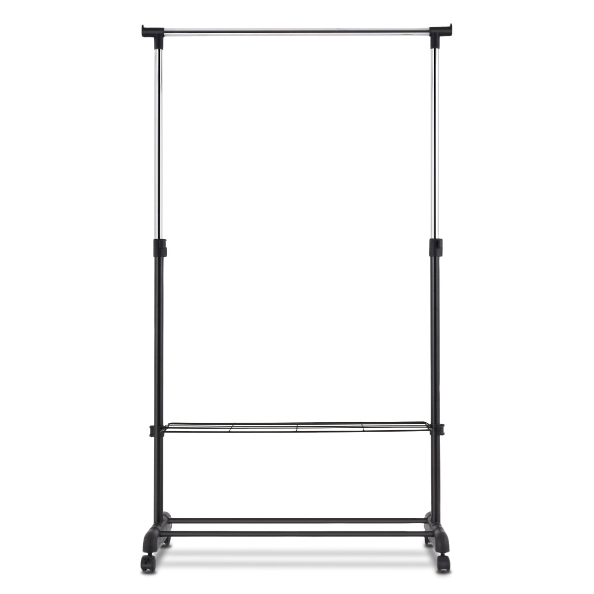 Perchero de Burro con Ruedas y 2 Estantes para Ropa Zapatos Perchero Altura Ajustable para Dormitorio Balcón 168 x 84 x 42 cm