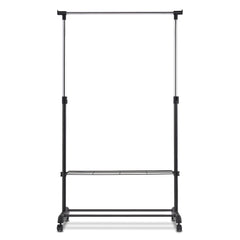 Perchero de Burro con Ruedas y 2 Estantes para Ropa Zapatos Perchero Altura Ajustable para Dormitorio Balcón 168 x 84 x 42 cm