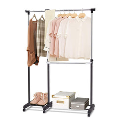 Perchero de Burro Extensible con Ruedas Telescópico Altura Ajustable para Ropa Zapatos 90 x 44 x 93,5 cm