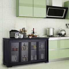 Aparador de Cocina Armario de Almacenamiento Gabinete Consola con 2 Estantes 2 Puertas 106 x 33 x 62,5 cm Negro
