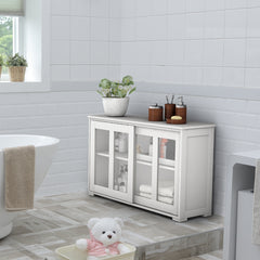Aparador de Cocina Armario de Almacenamiento Gabinete Consola con 2 Estantes 2 Puertas 106 x 33 x 62,5 cm Beige