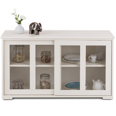 Aparador de Cocina Armario de Almacenamiento Gabinete Consola con 2 Estantes 2 Puertas 106 x 33 x 62,5 cm Beige