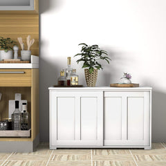 Aparador Buffet con Puertas Correderas Armario Multiusos de Madera 106,5 x 33 x 60 cm Beige