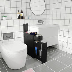Armario de Baño Gabinete de Almacenamiento 2 Cajones Albornoz Blanco para Cocina Salón Escritorio 16 x 48,5 x 58 cm