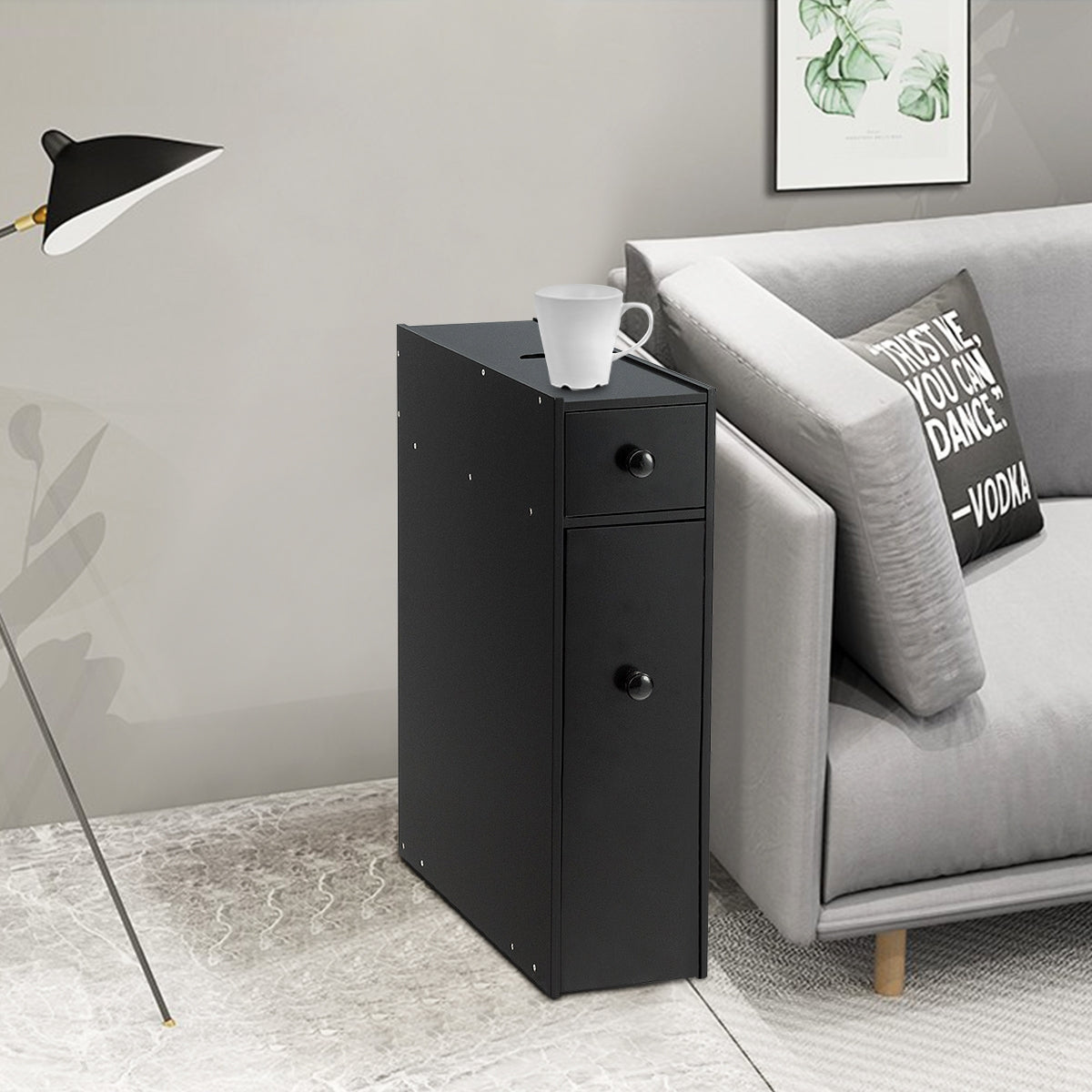 Armario de Baño Gabinete de Almacenamiento 2 Cajones Albornoz Blanco para Cocina Salón Escritorio 16 x 48,5 x 58 cm