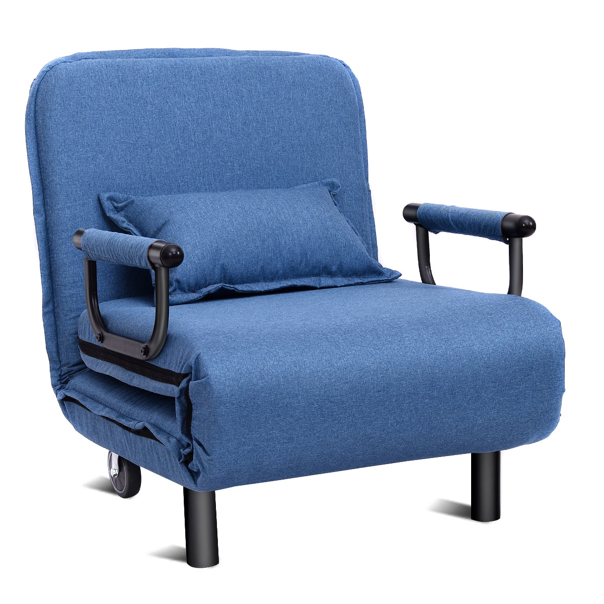 Sillón con Reposabrazos Sillón 3 en 1 Sofá Cómoda con Almohadón y Respaldo Reclinable Ideal para Habitación Salón Oficina Azul