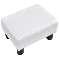 Taburete Puf con pies de PU rectangulares 40x30x24cm Blanco