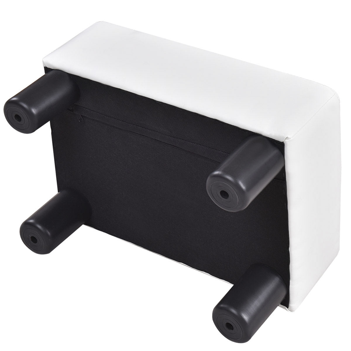 Taburete Puf con pies de PU rectangulares 40x30x24cm Blanco