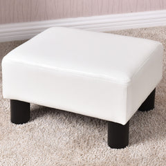Taburete Puf con pies de PU rectangulares 40x30x24cm Blanco