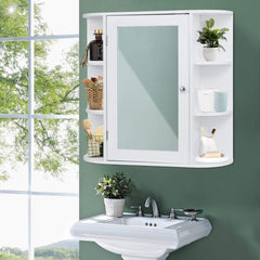 Armario con Espejo de Baño Estante de Pared Mueble de Almacenamiento 65x17x63cm Blanco