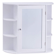 Armario con Espejo de Baño Estante de Pared Mueble de Almacenamiento 65x17x63cm Blanco